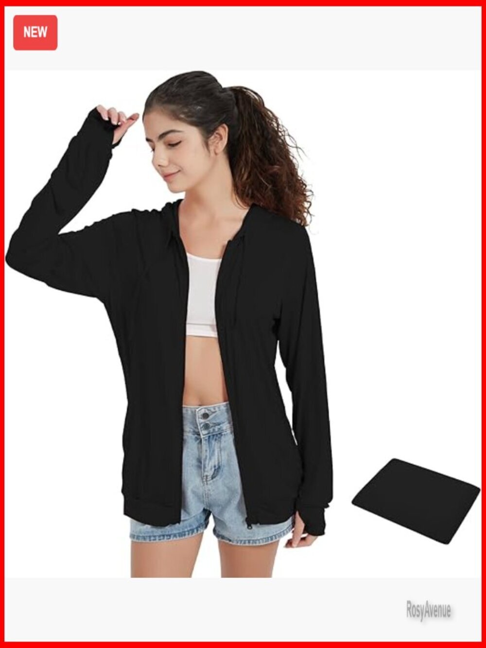 Lightweight Zip Up Hoodie Thin Summer Jacket for Women with Thumb Holes